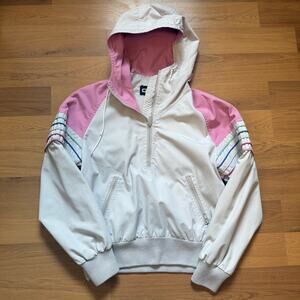Women's Vintage 80's Ossi Skiwear Pink Hooded Pullover 1/4 Zip Light Jacket Sz L